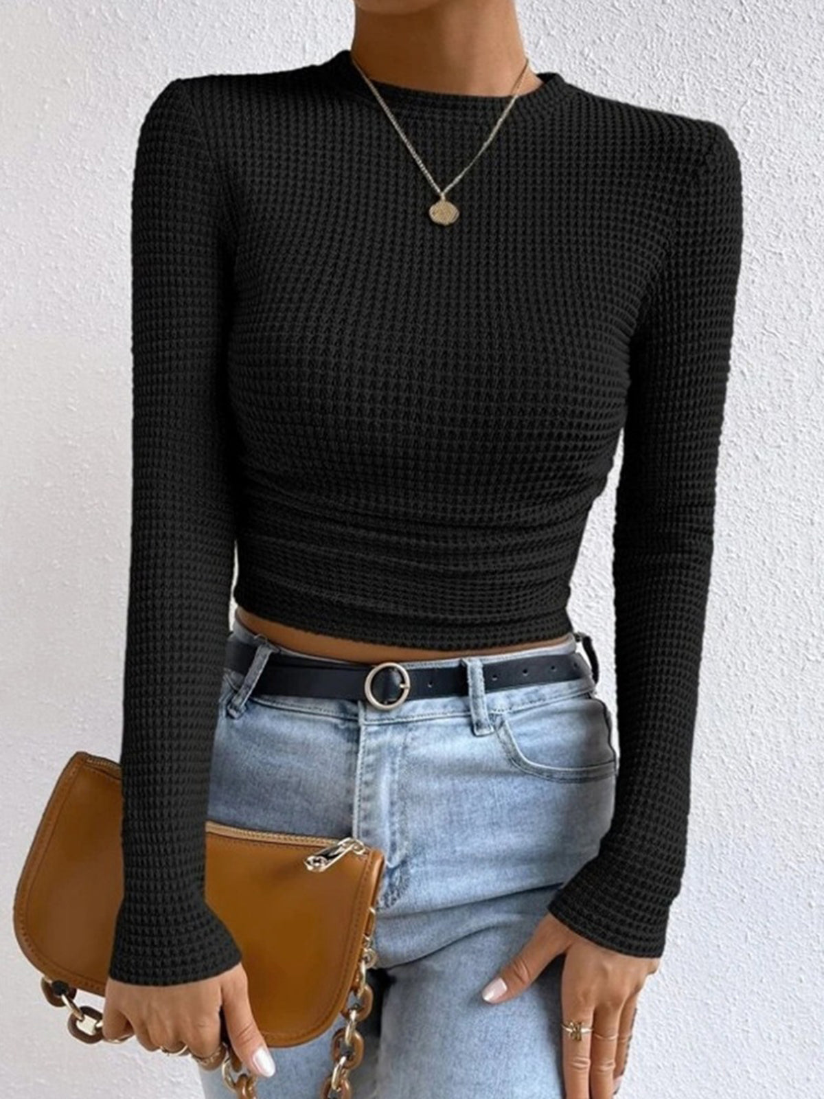 Tessa – Pulover Slim din tricot cu model în vafe