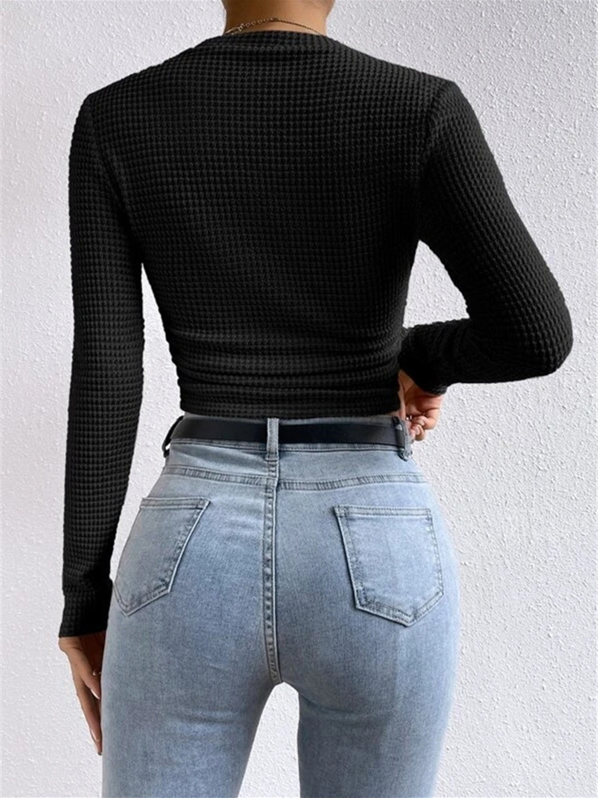 Tessa – Pulover Slim din tricot cu model în vafe