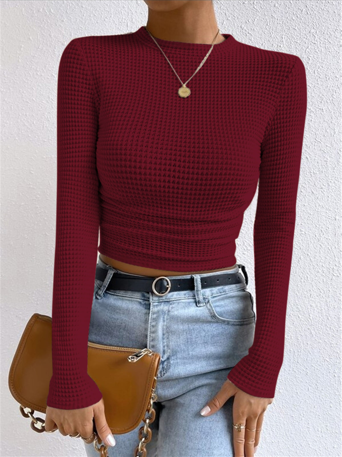 Tessa – Pulover Slim din tricot cu model în vafe