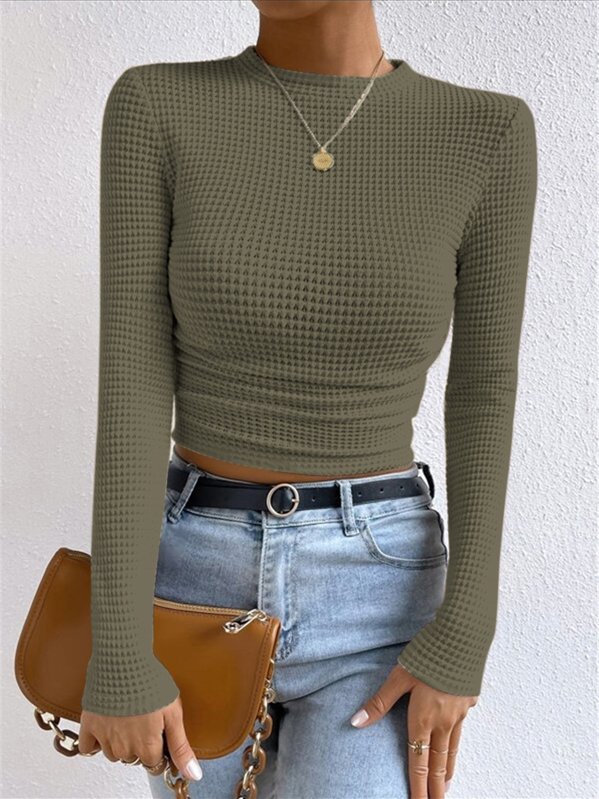 Tessa – Pulover Slim din tricot cu model în vafe