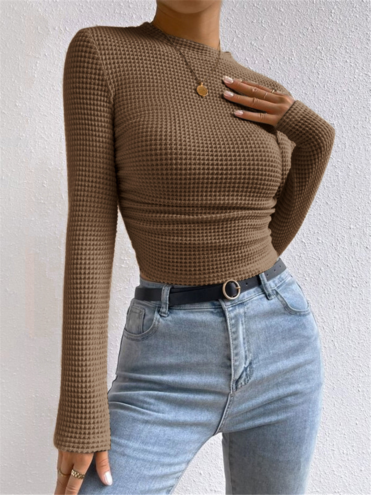 Tessa – Pulover Slim din tricot cu model în vafe