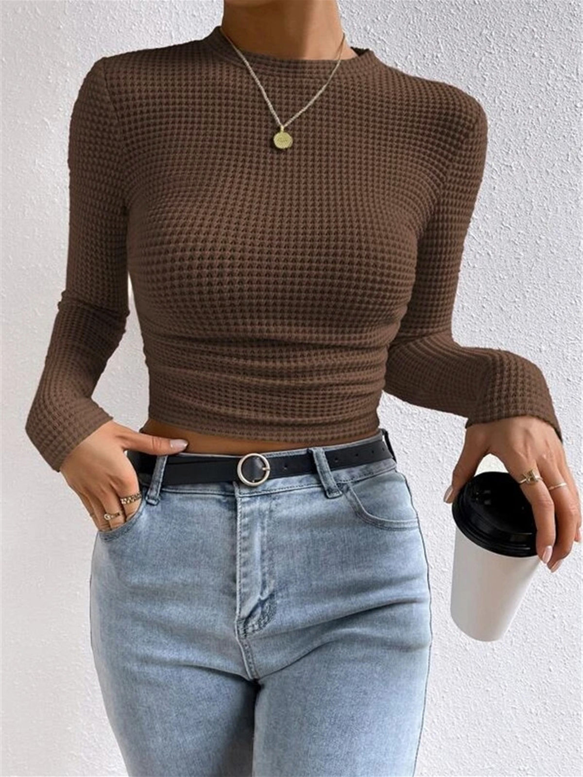 Tessa – Pulover Slim din tricot cu model în vafe