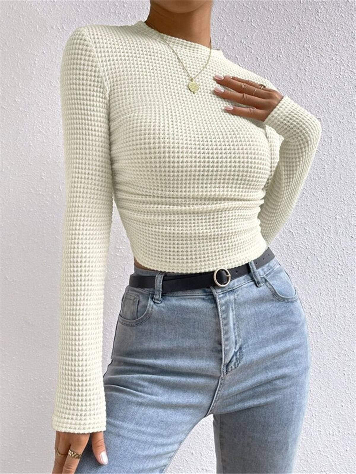 Tessa – Pulover Slim din tricot cu model în vafe