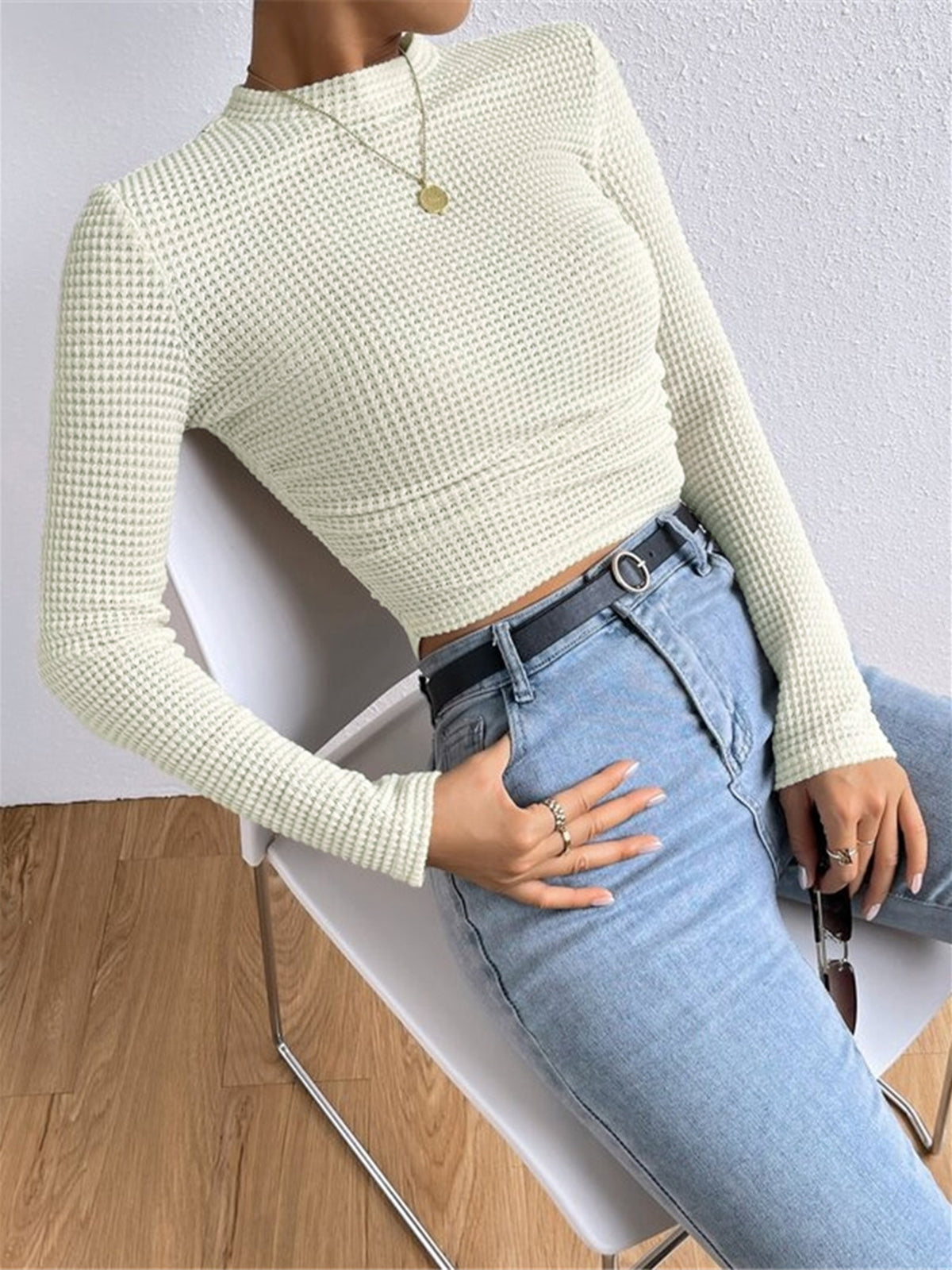 Tessa – Pulover Slim din tricot cu model în vafe