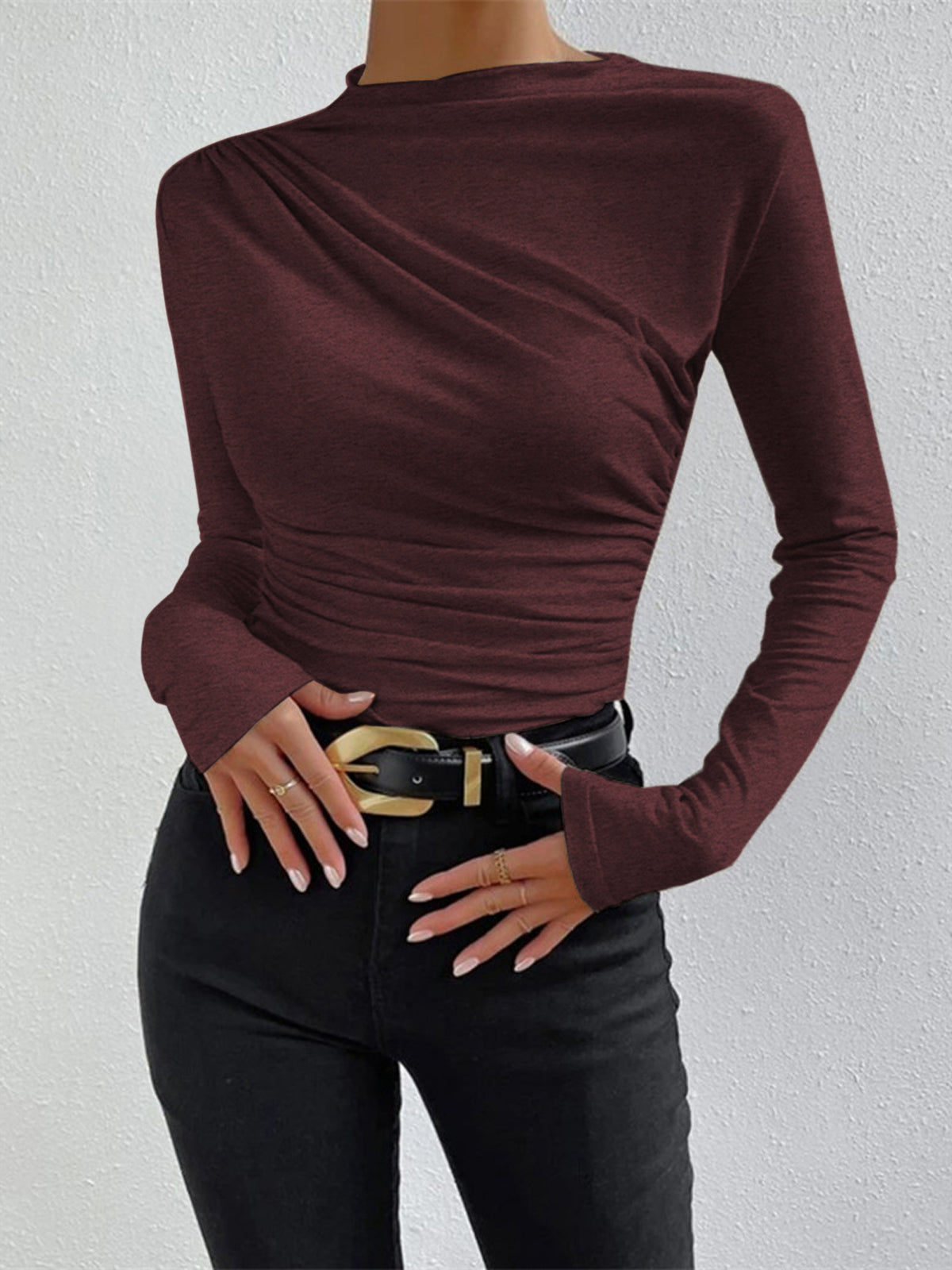Livia – Tricou cu Mâne Lungă cu Falduri