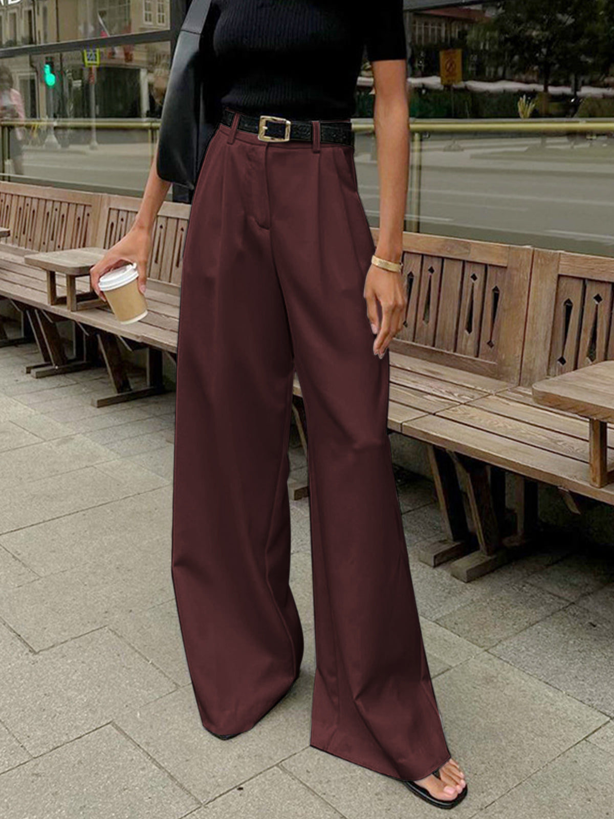 Marlene – Pantaloni Largi Fără Curea