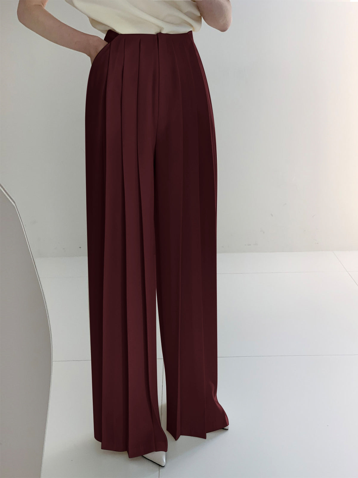 Marlene – Pantaloni plisati cu talie înaltă