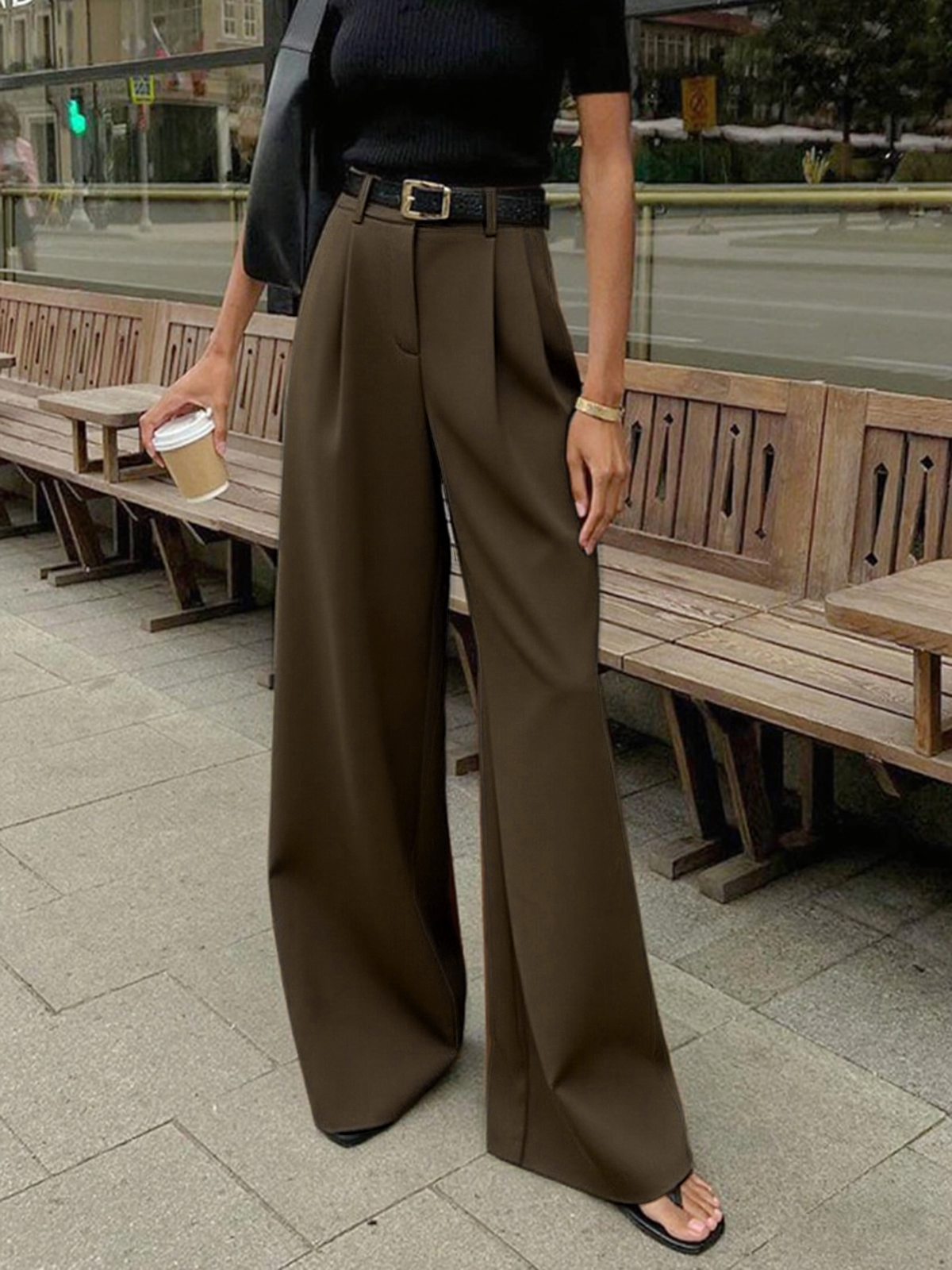 Marlene – Pantaloni Largi Fără Curea