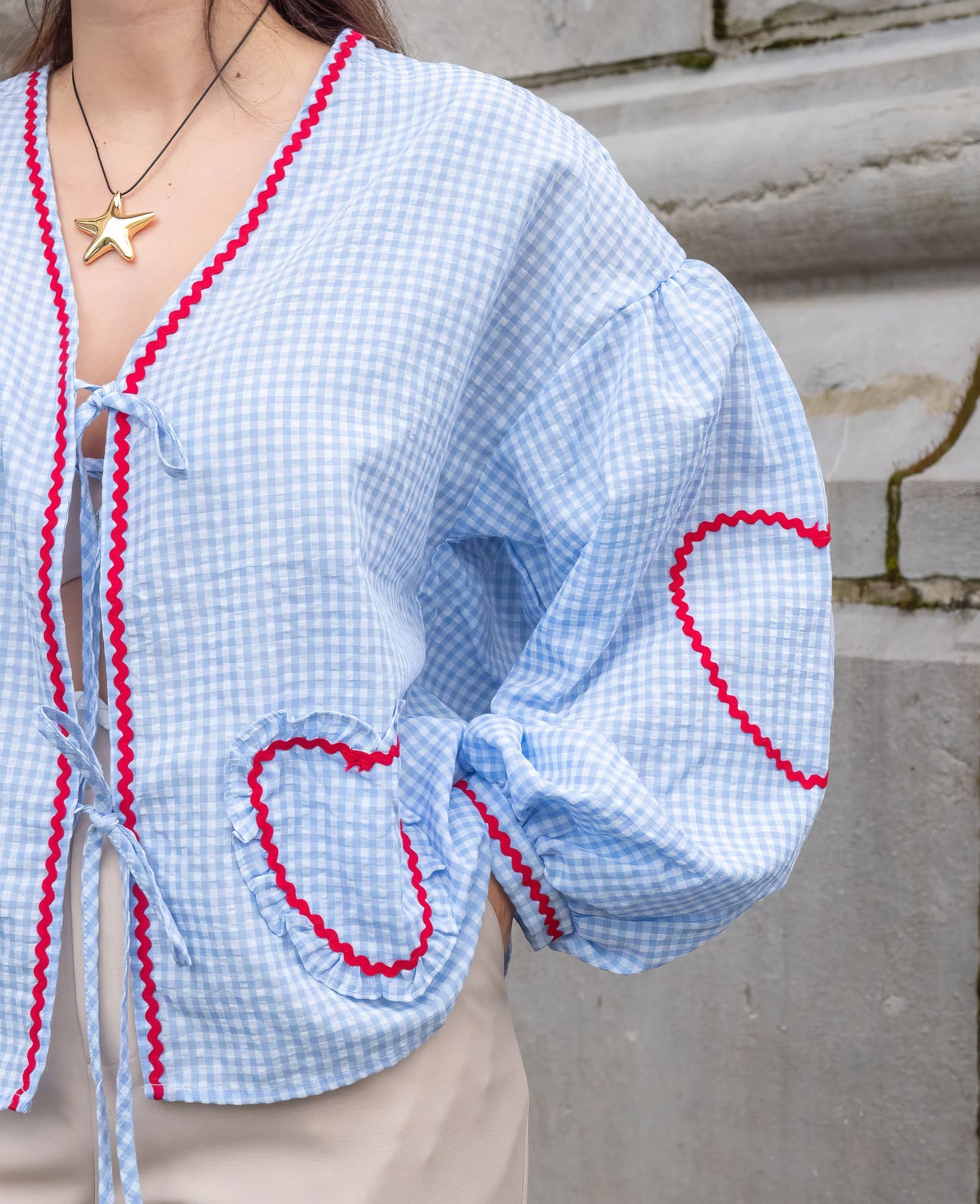 Claudia – Bluza Gingham cu Nod