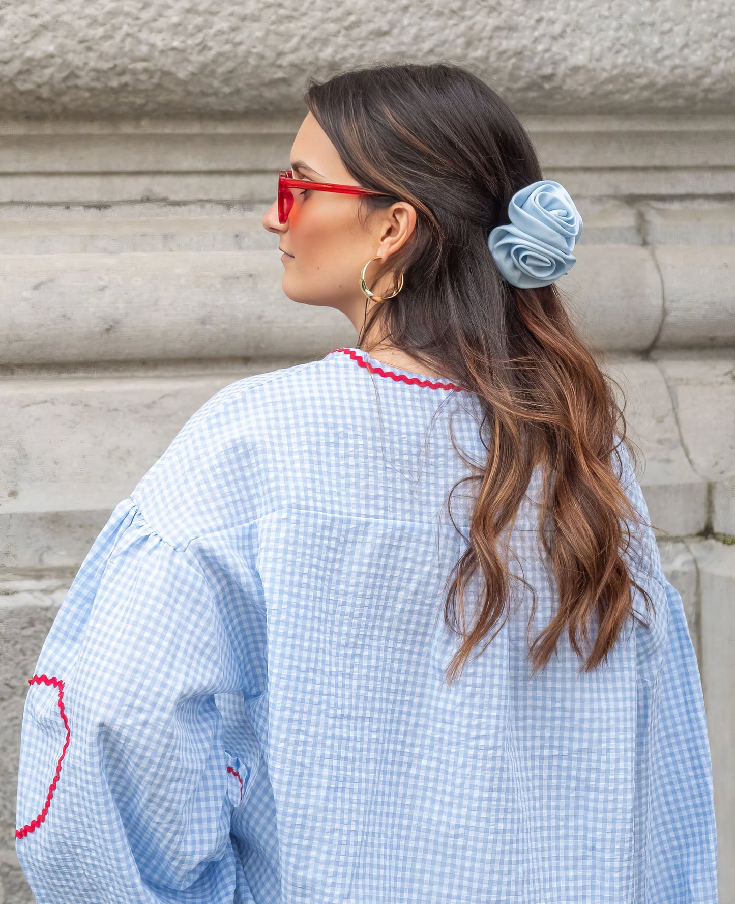 Claudia – Bluza Gingham cu Nod