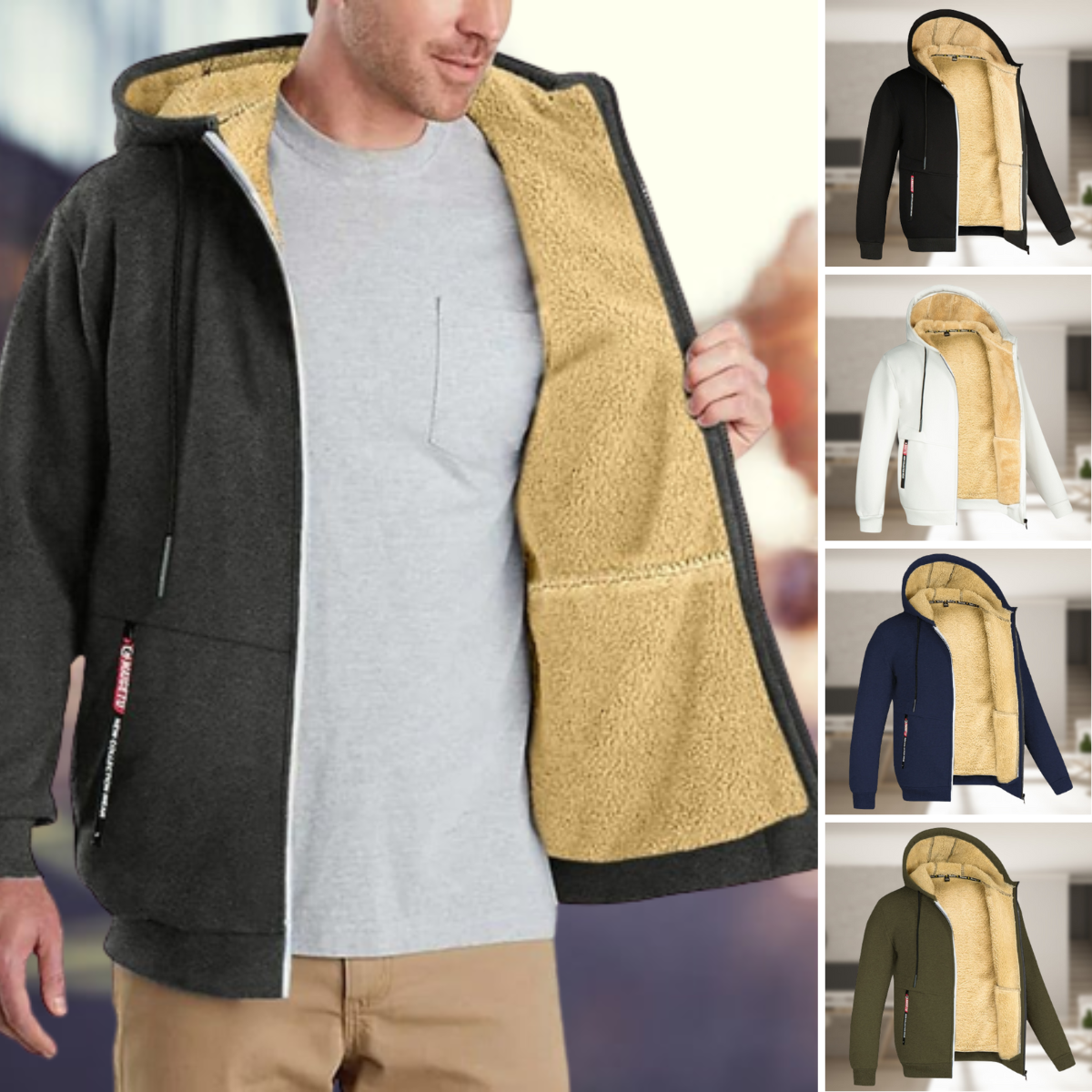 Andrew – Geacă de iarnă cu glugă din fleece
