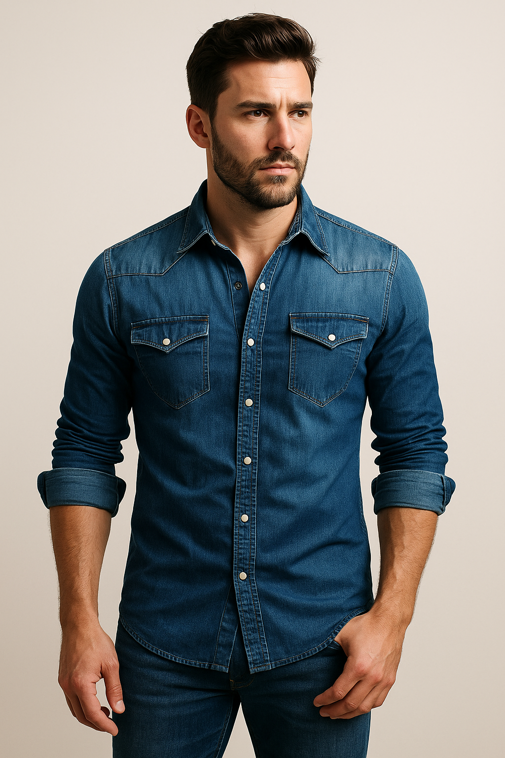 Maxime - Cămașă din jeans lejeră pentru bărbați