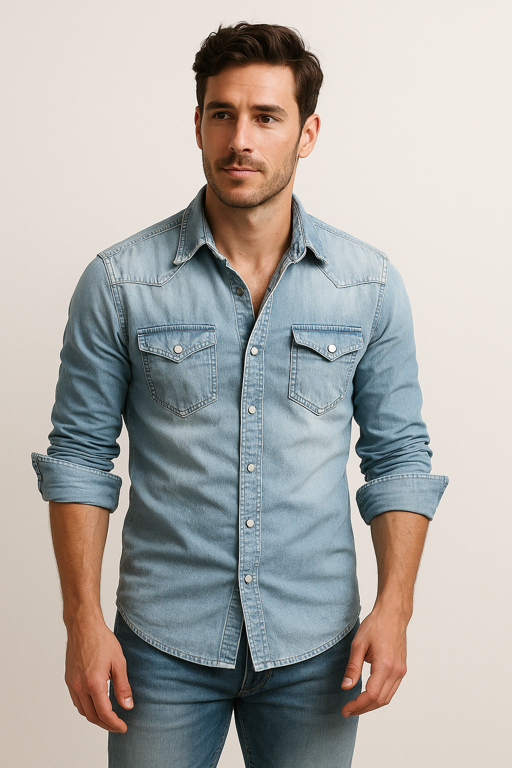 Maxime - Cămașă din jeans lejeră pentru bărbați