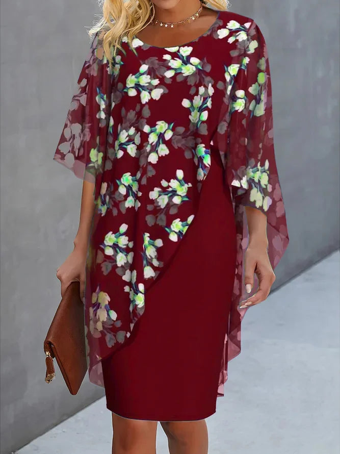 Lea – Rochie scurtă cu flori și capă