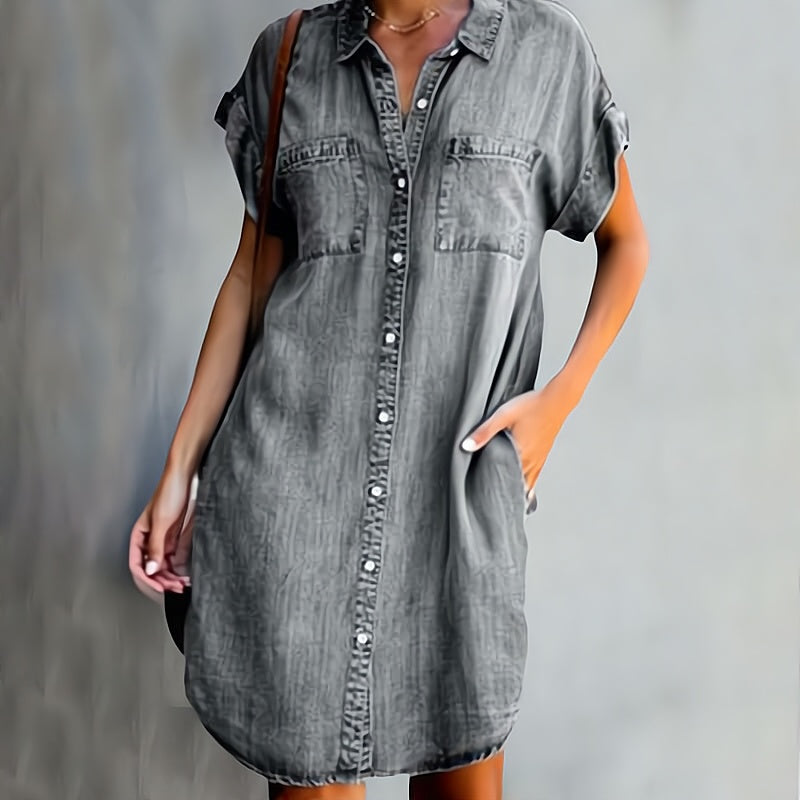 Romy – Rochie cămașă scurtă cu nasturi