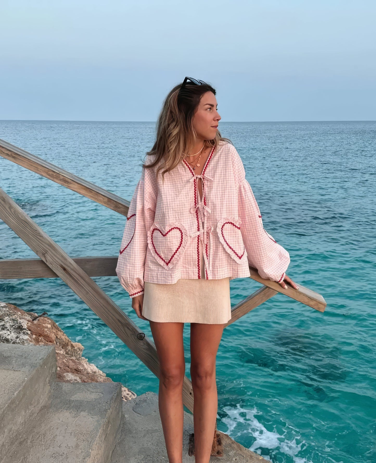 Claudia – Bluza Gingham cu Nod