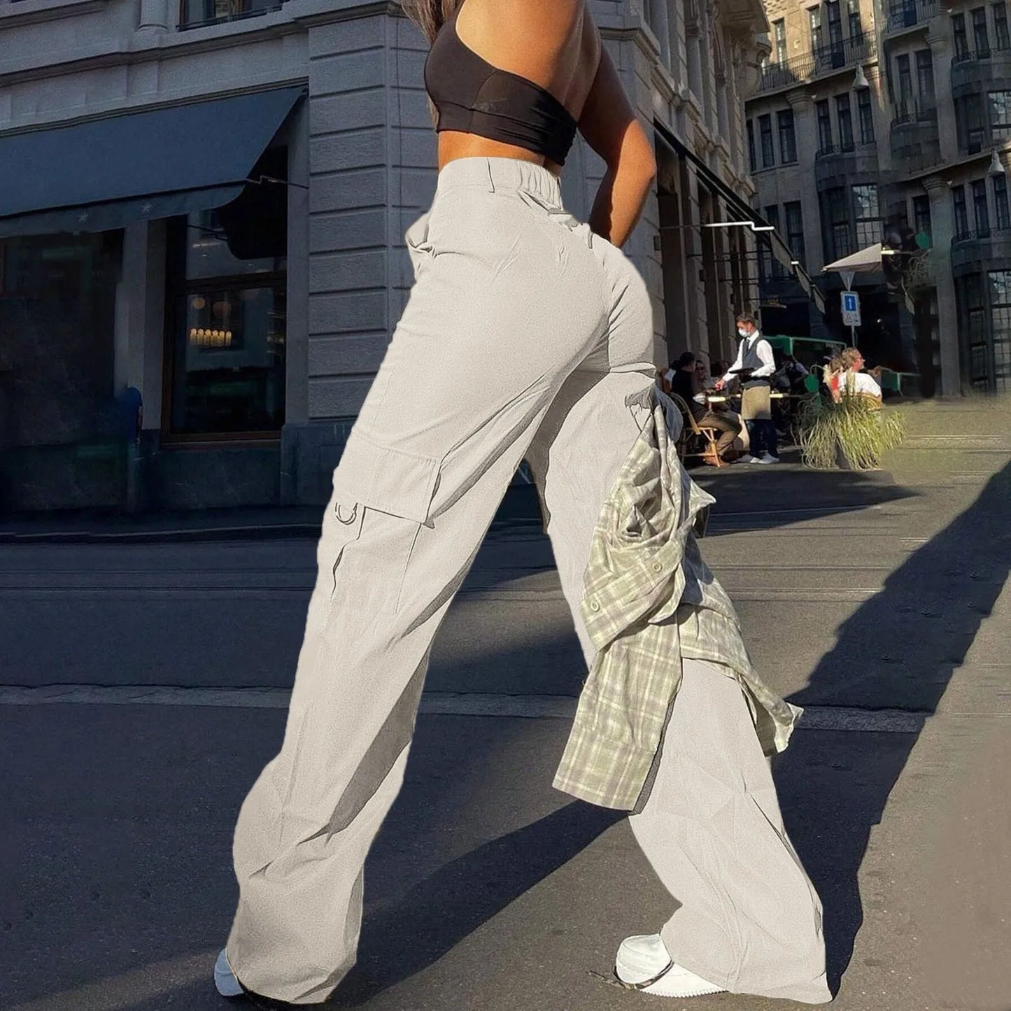 Paloma – Pantaloni Cargo cu Talie Înaltă pentru Femei