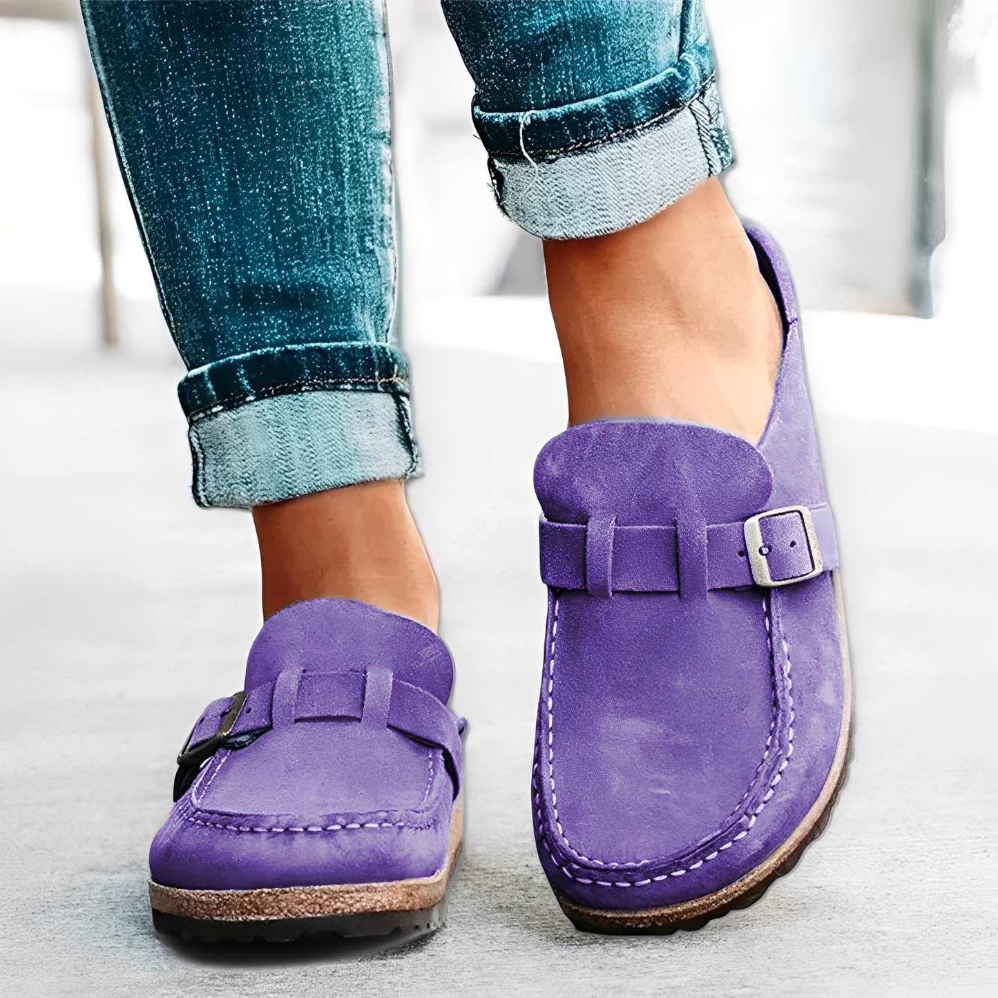 Briana - Sandale Slip-On Comode cu Cataramă pentru Femei
