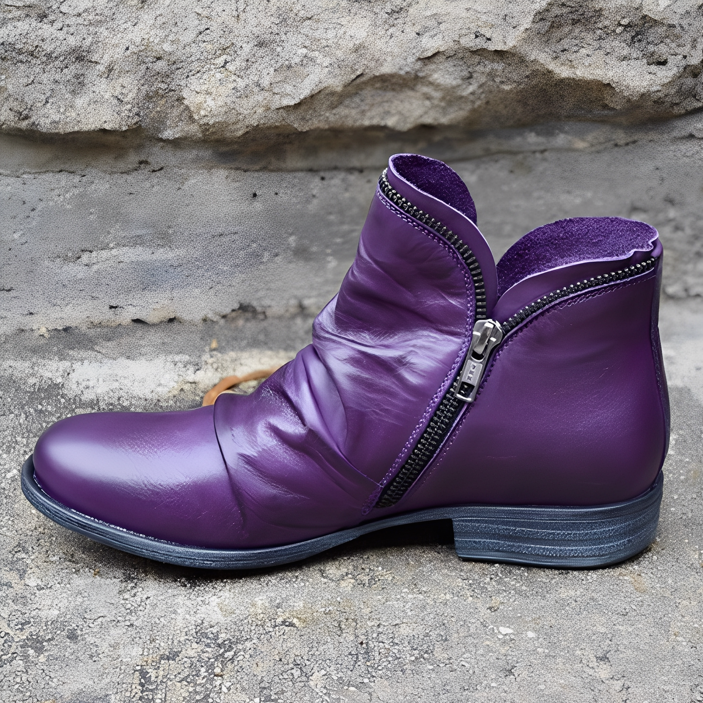 Veronica - Cizme retro din piele cu fermoar pentru femei