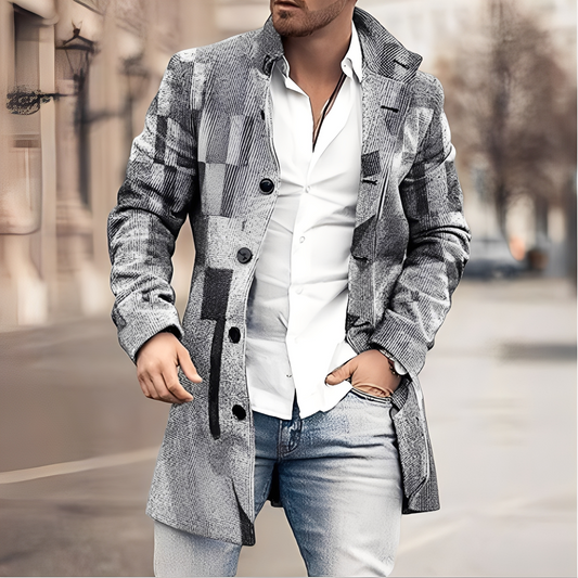Luke - Stylový pánský dlouhý tweedový kabát
