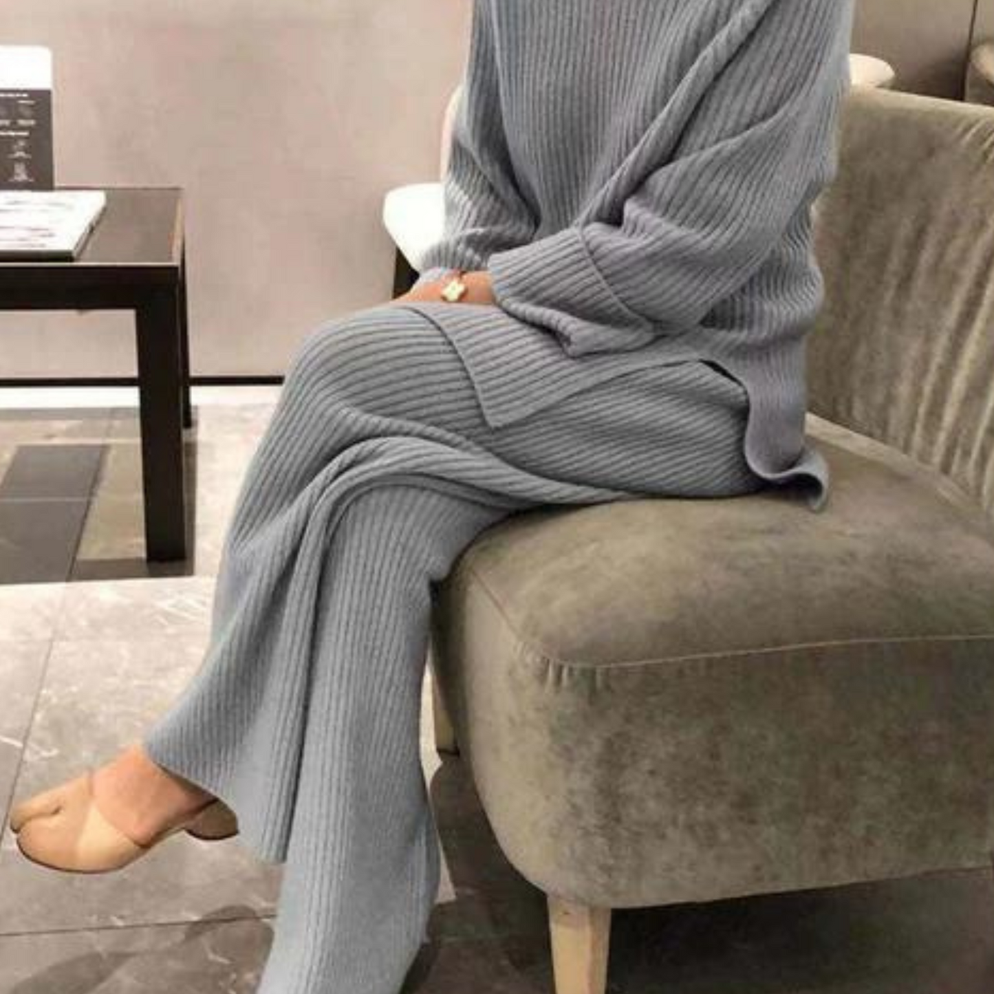 Samantha – Set Casual Tricotat Pulover & Pantaloni