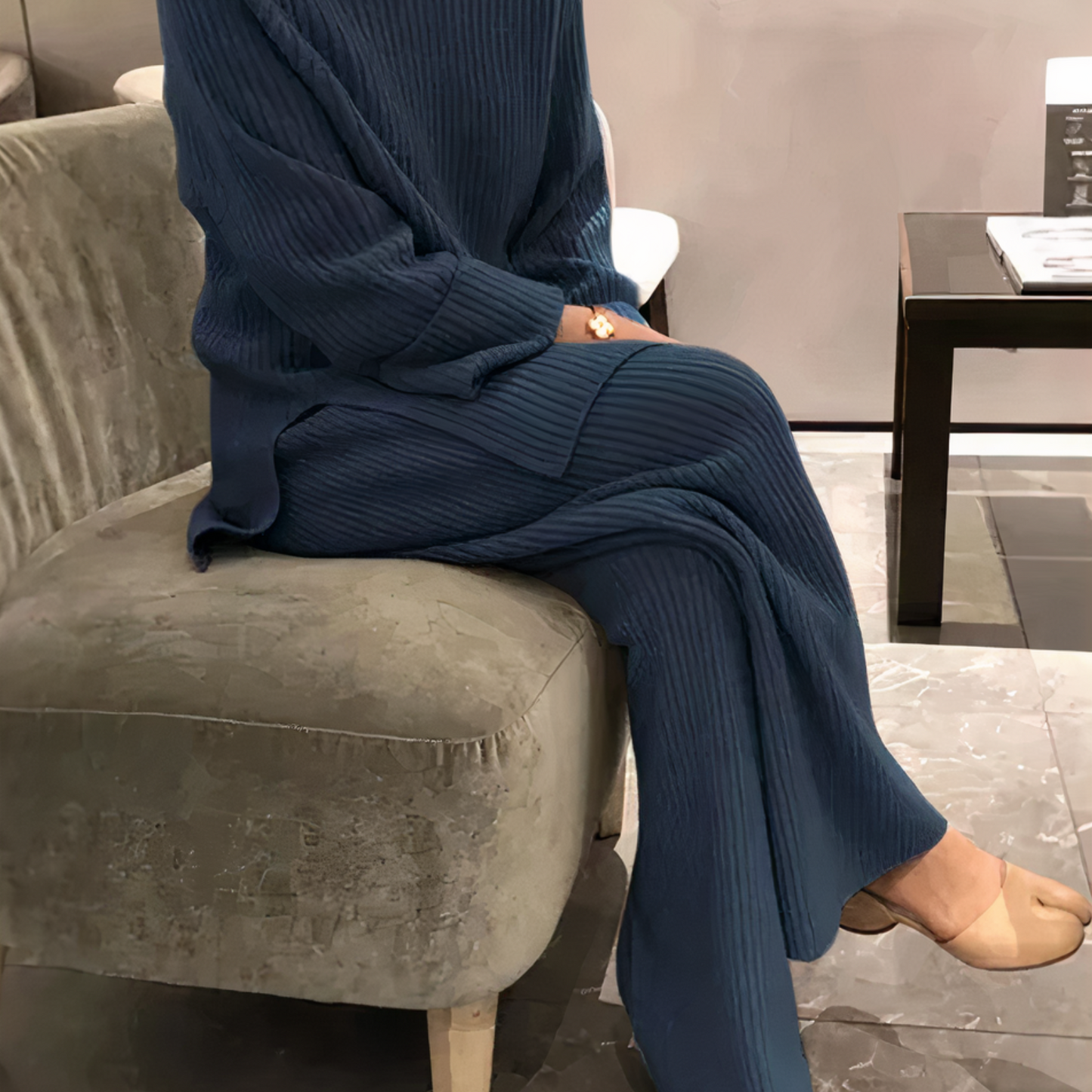 Samantha – Set Casual Tricotat Pulover & Pantaloni
