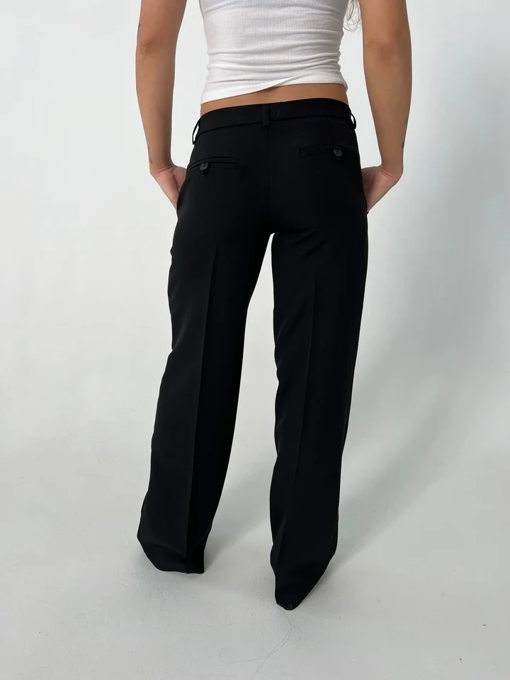 Vittoria – Pantaloni cu Talie Înaltă cu Picioare Largi și Buzunare