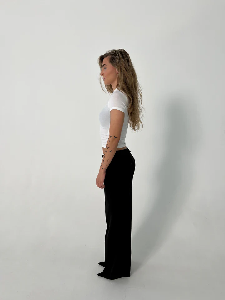 Vittoria – Pantaloni cu Talie Înaltă cu Picioare Largi și Buzunare