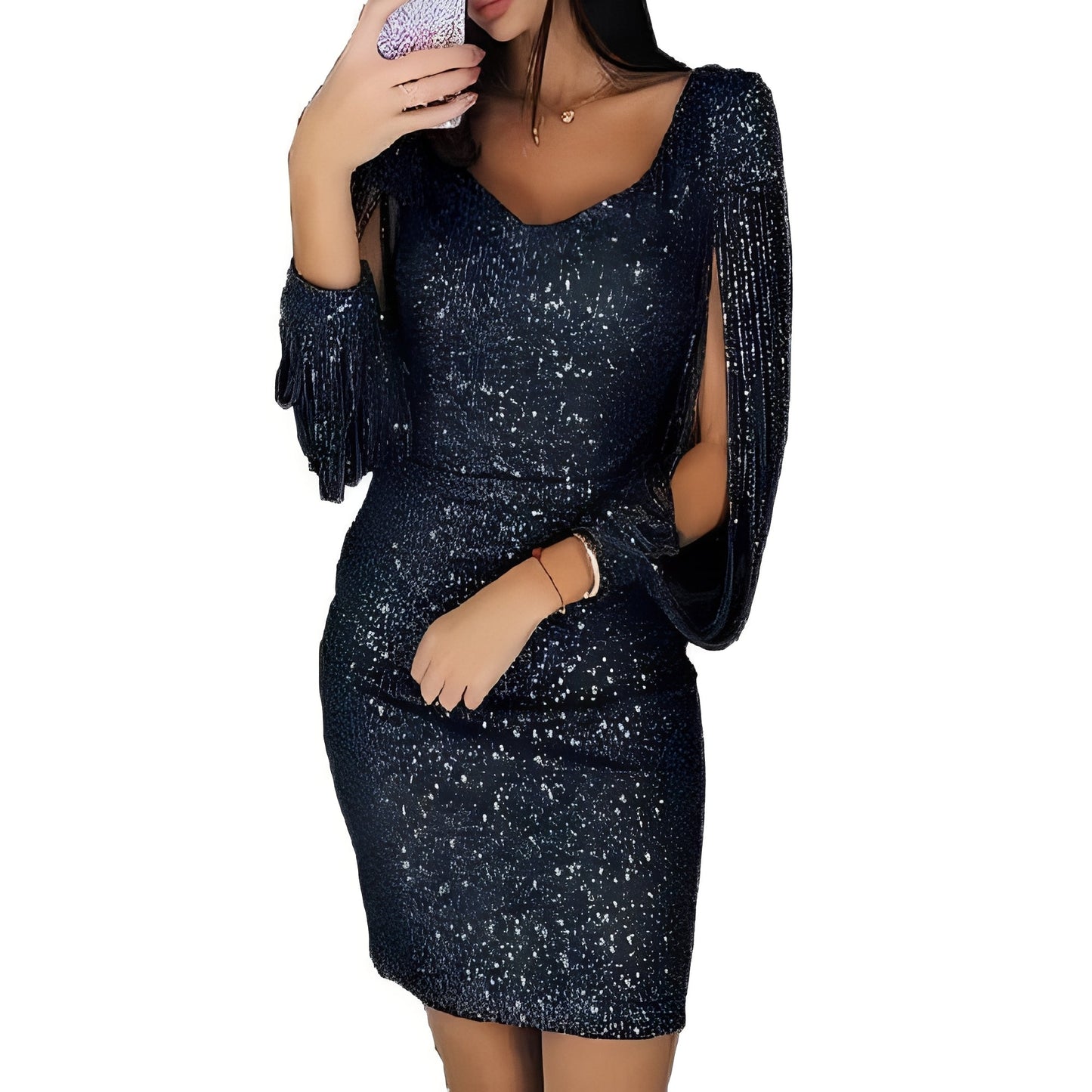 Marianna - Rochie de seară elegantă și strălucitoare, cu mâneci lungi pentru femei