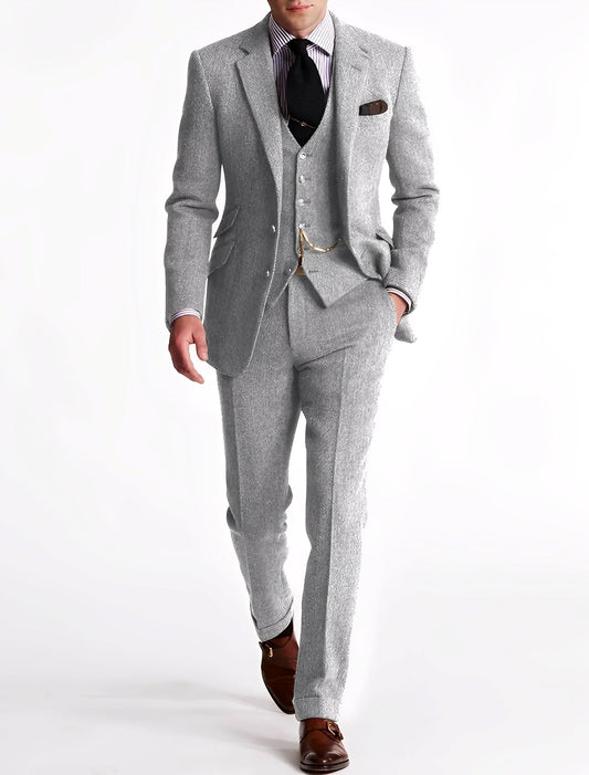 Desmond - Tuxedo din tweed în trei piese pentru bărbați, elegant