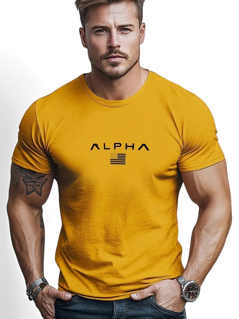 Neal - Tricou simplu cu guler rotund pentru bărbați