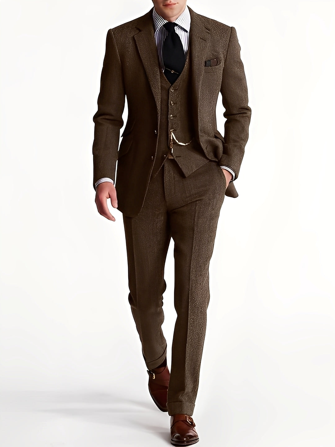 Desmond - Tuxedo din tweed în trei piese pentru bărbați, elegant