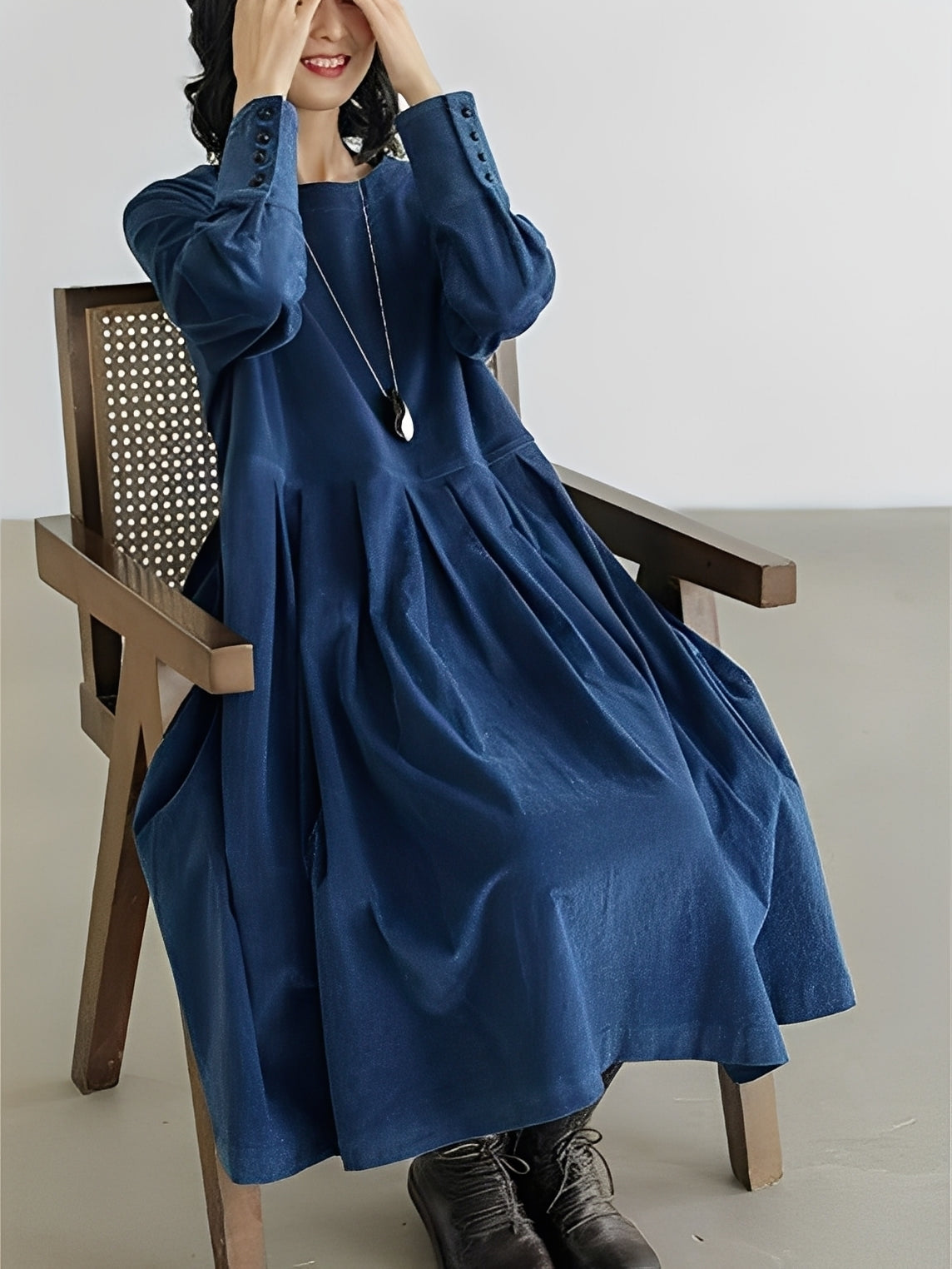 Shyanne - Rochie lejeră din cord cu buzunare pentru femei