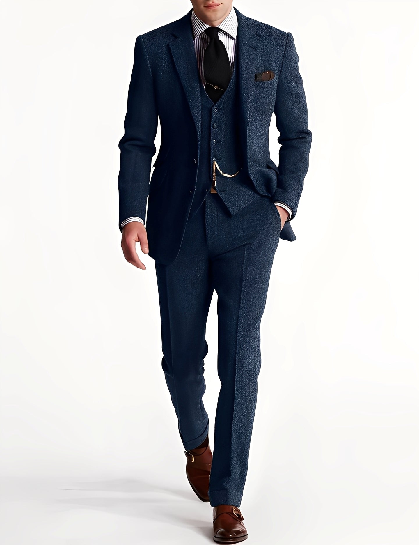 Desmond - Tuxedo din tweed în trei piese pentru bărbați, elegant