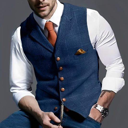 Arnold - Vestă elegantă îngustă cu model în carouri pentru bărbați