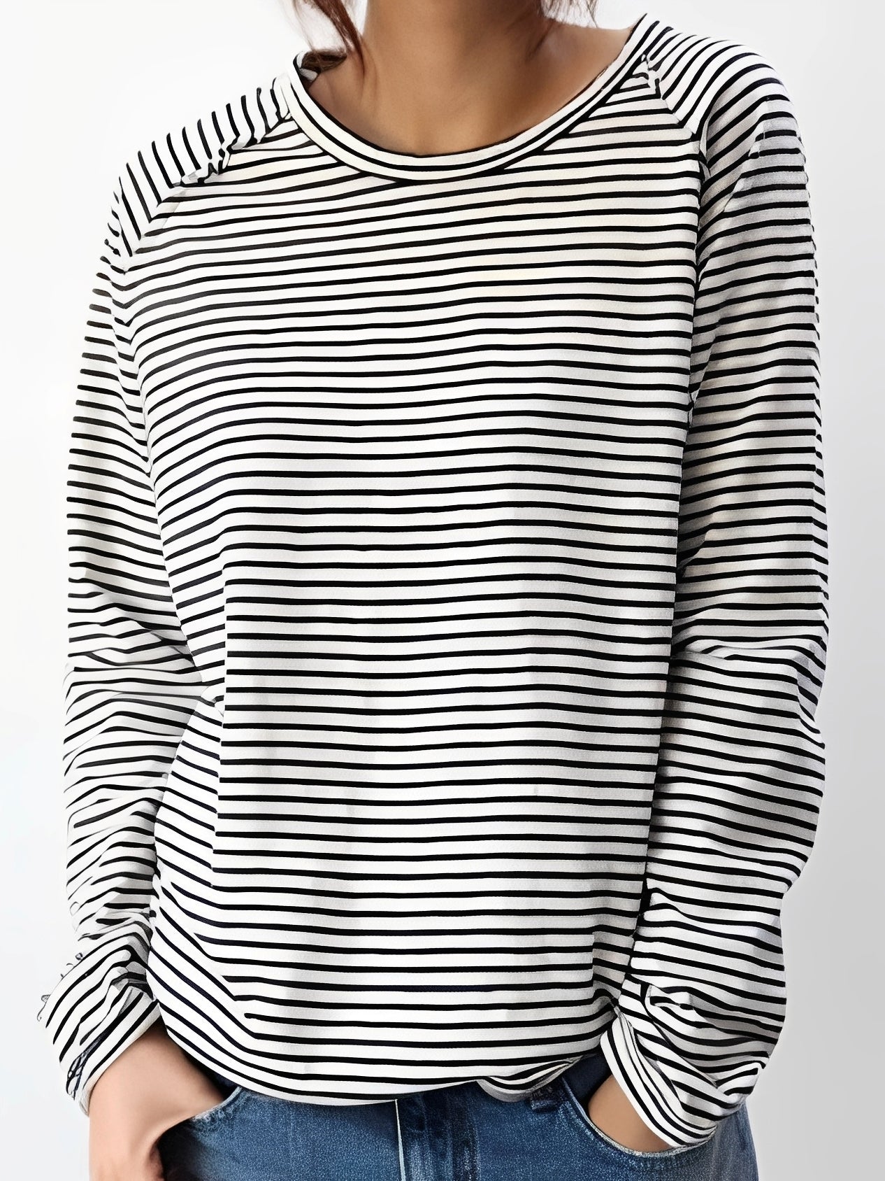 Hanna - Cămașă casual cu dungi și mâneci lungi pentru femei