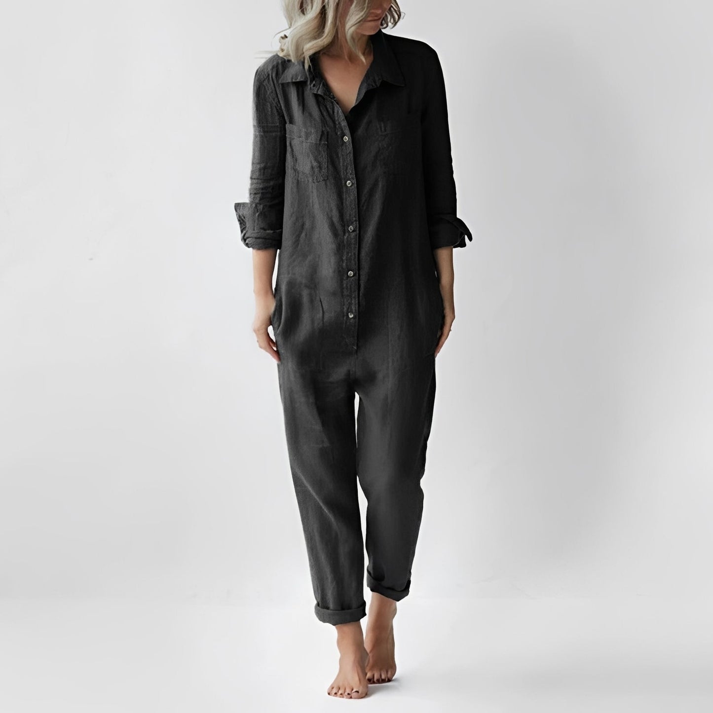 Jasmine - Salopetă comodă cu mâneci lungi și buzunare pentru femei