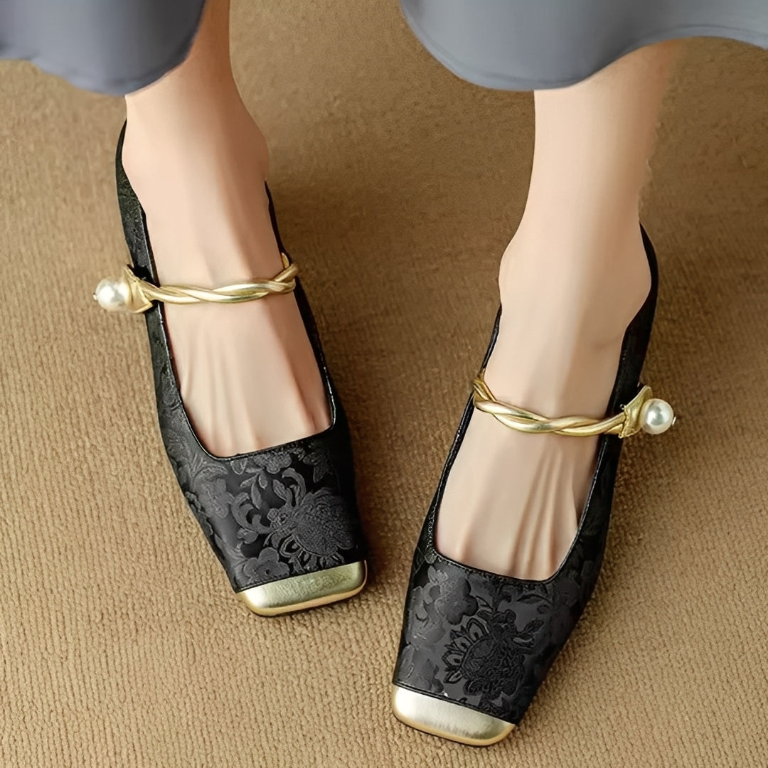 Evelyn - Sandale de damă elegante din mătase embosată cu toc