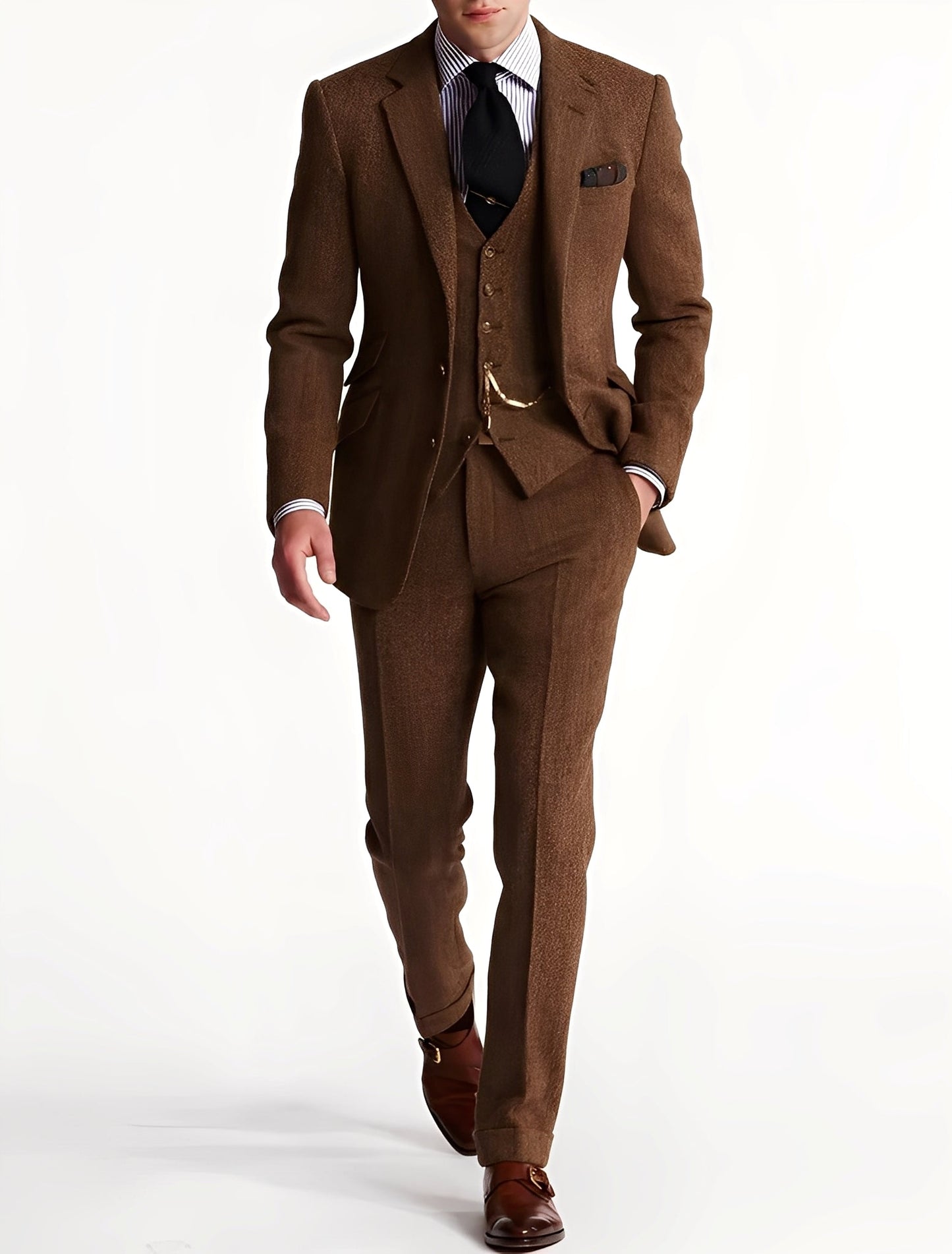 Desmond - Tuxedo din tweed în trei piese pentru bărbați, elegant