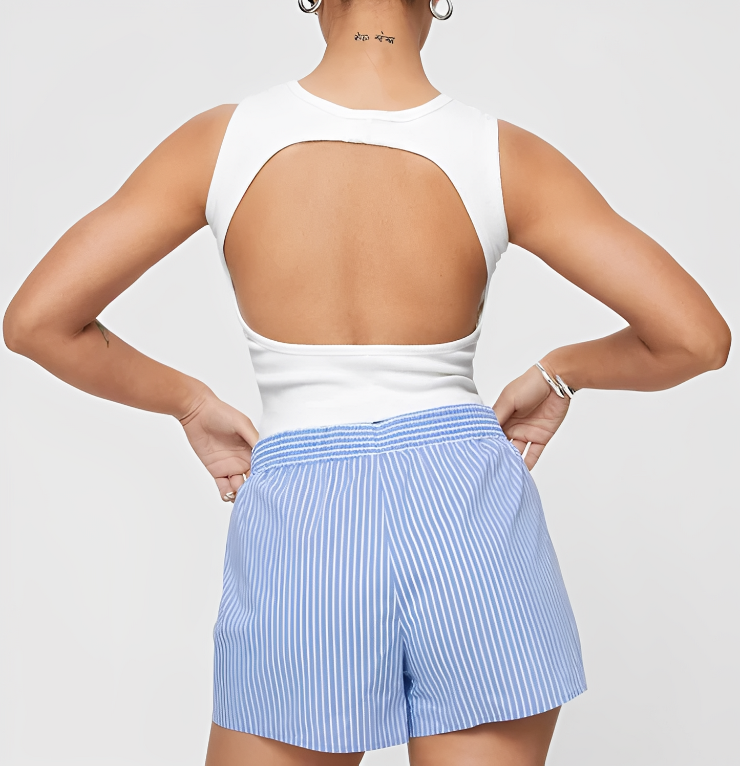 Naya – Shorts Femeie cu Dungi cu Talie Elastică