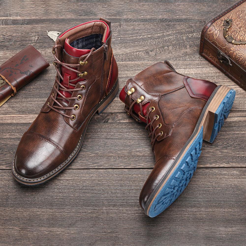 Louis - Ghete retro din piele cu fermoar pentru bărbați
