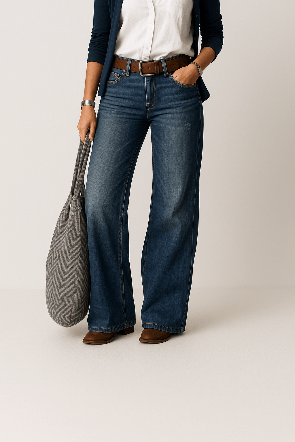 Majken – Blugi din Denim cu Croială Largă