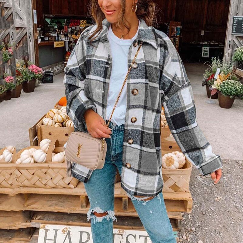 Anna – Cămașă oversize din flanel la modă