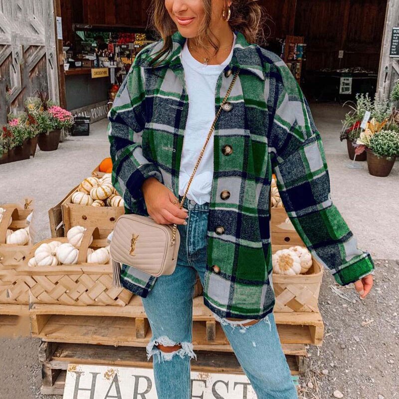 Anna – Cămașă oversize din flanel la modă