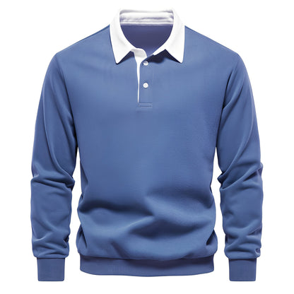 Shelton - Polo casual cu mâneci lungi pentru bărbați