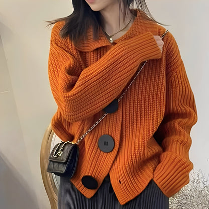 Alannah - Cardigan modern cu nasturi mari pentru femei