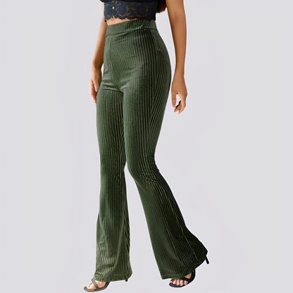 Leona - Pantaloni casual evazați din catifea pentru femei