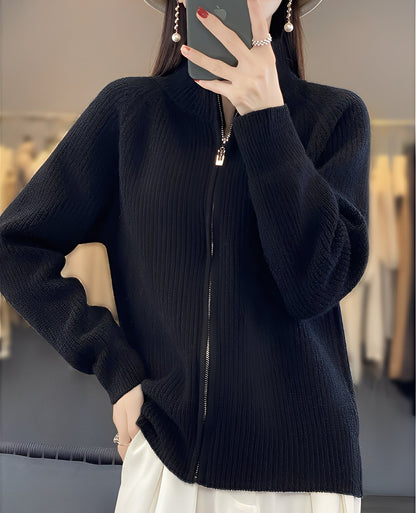 Margaret - Cardigan de lână cu fermoar pentru femei