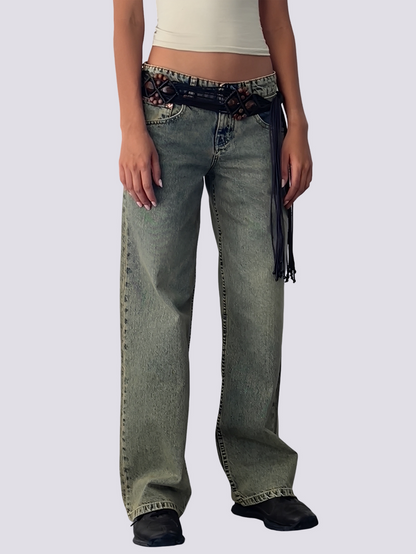 Isabel - Blugi casual, cu croială dreaptă, pe șolduri pentru femei