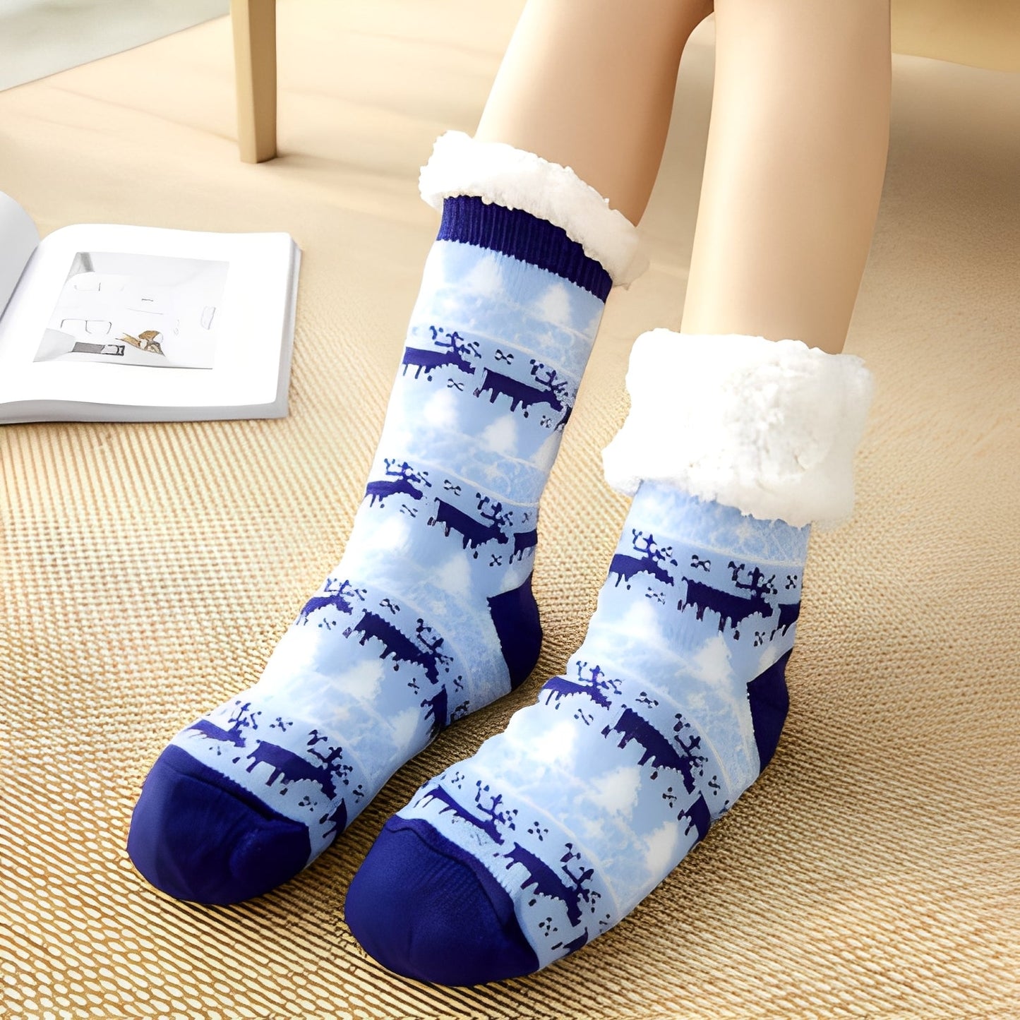 Clarice - Șosete de Crăciun stilate, de lungime medie, pentru femei